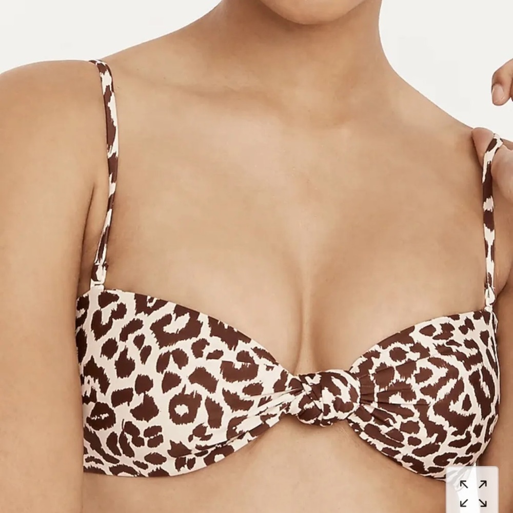 JCrew Knot Bandeau Bikini Top Small High Rise Bottom Leopard XS NWT